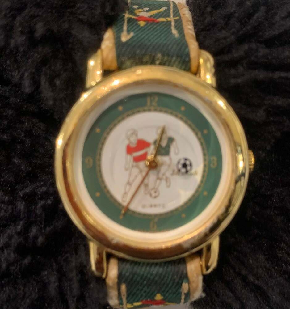 Vintage Cardini Soccer Watch Leather‎ Band Quartz Analog Untested